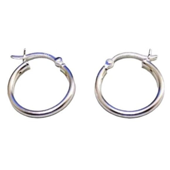 3/4 Inch 20mm Sterling Silver Hoop Pierced Post Earrings - Picture 1 of 5